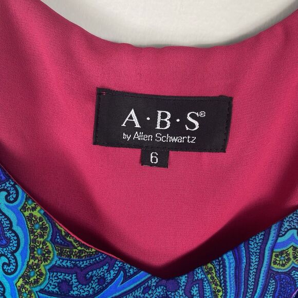 ⭐️ Vtg Y2k Silk Tank Dress Sz 6 Handkerchief Hem Fairycore Blue Paisley Boho ABS - Picture 7 of 8